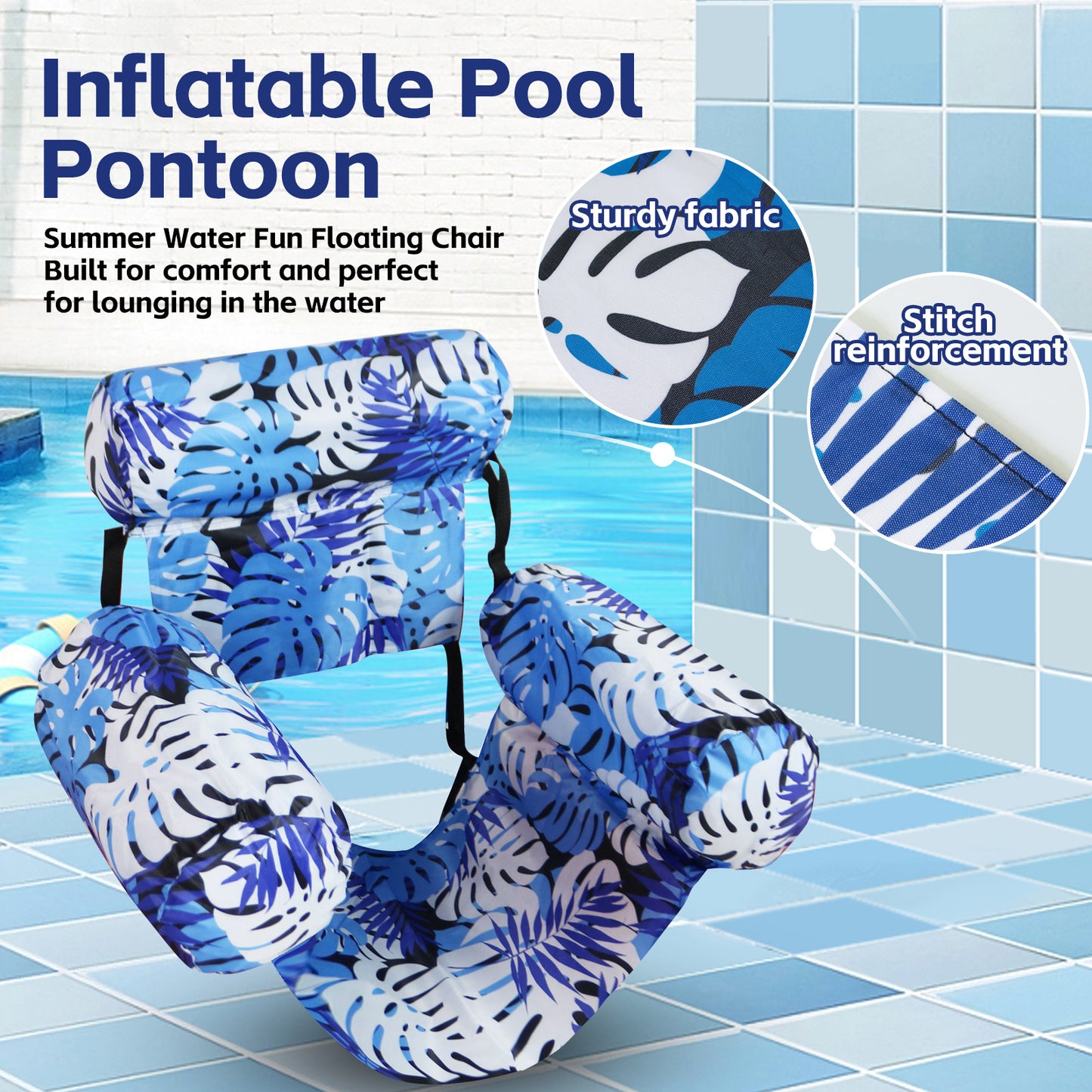 Inflatable pool lounge chair—perfect for relaxing and floating at pool parties. 🏖️✨