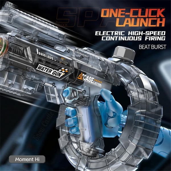 SplashyGun Pro: Immersive Light & Sound Electric Water Blaster – High-Capacity 400ML Tank & Modular Battery – 360° Waterproof Sealed Body for Pool & Beach Fun