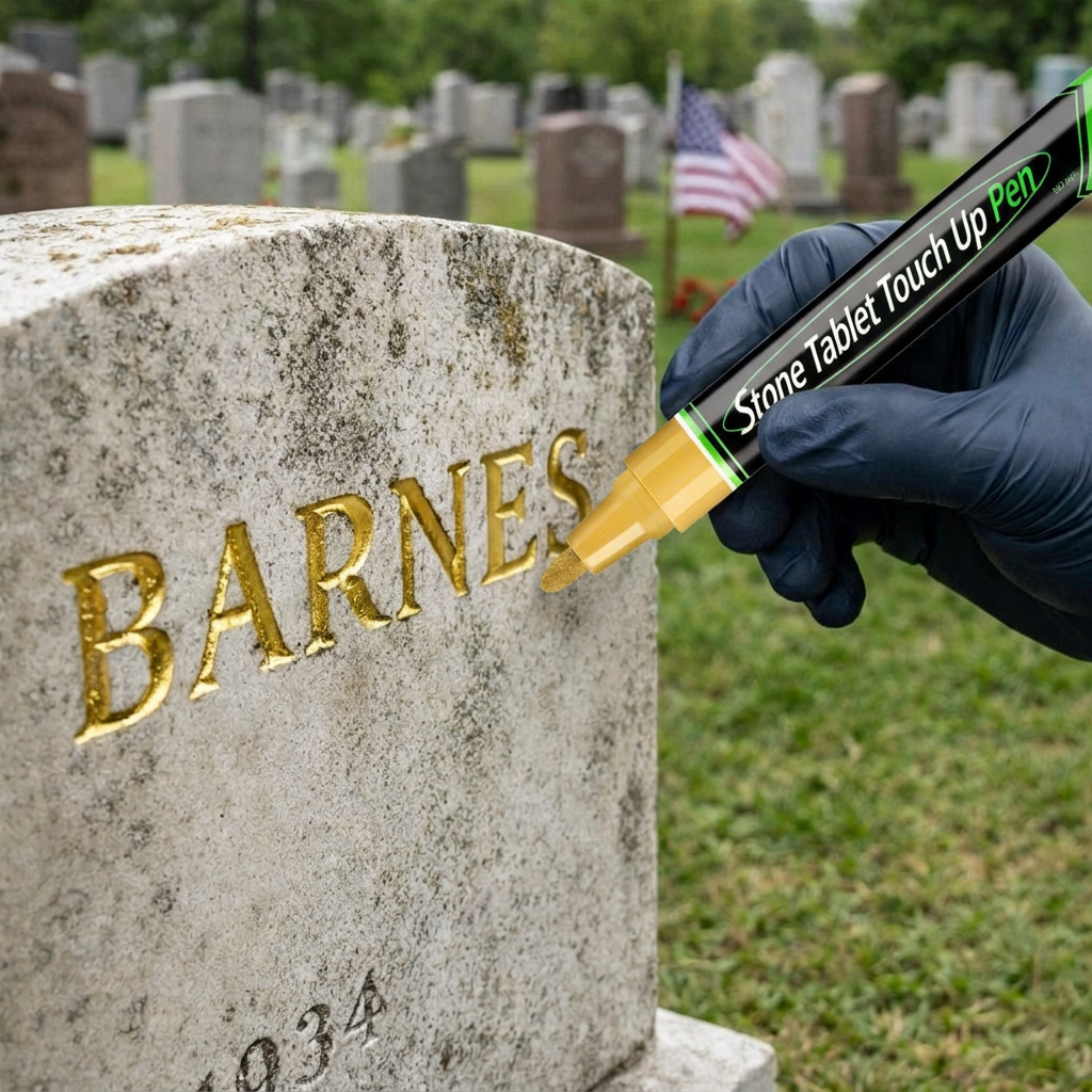 Golden Tombstone Marker Pen for Restoring Faded Grave Inscriptions
