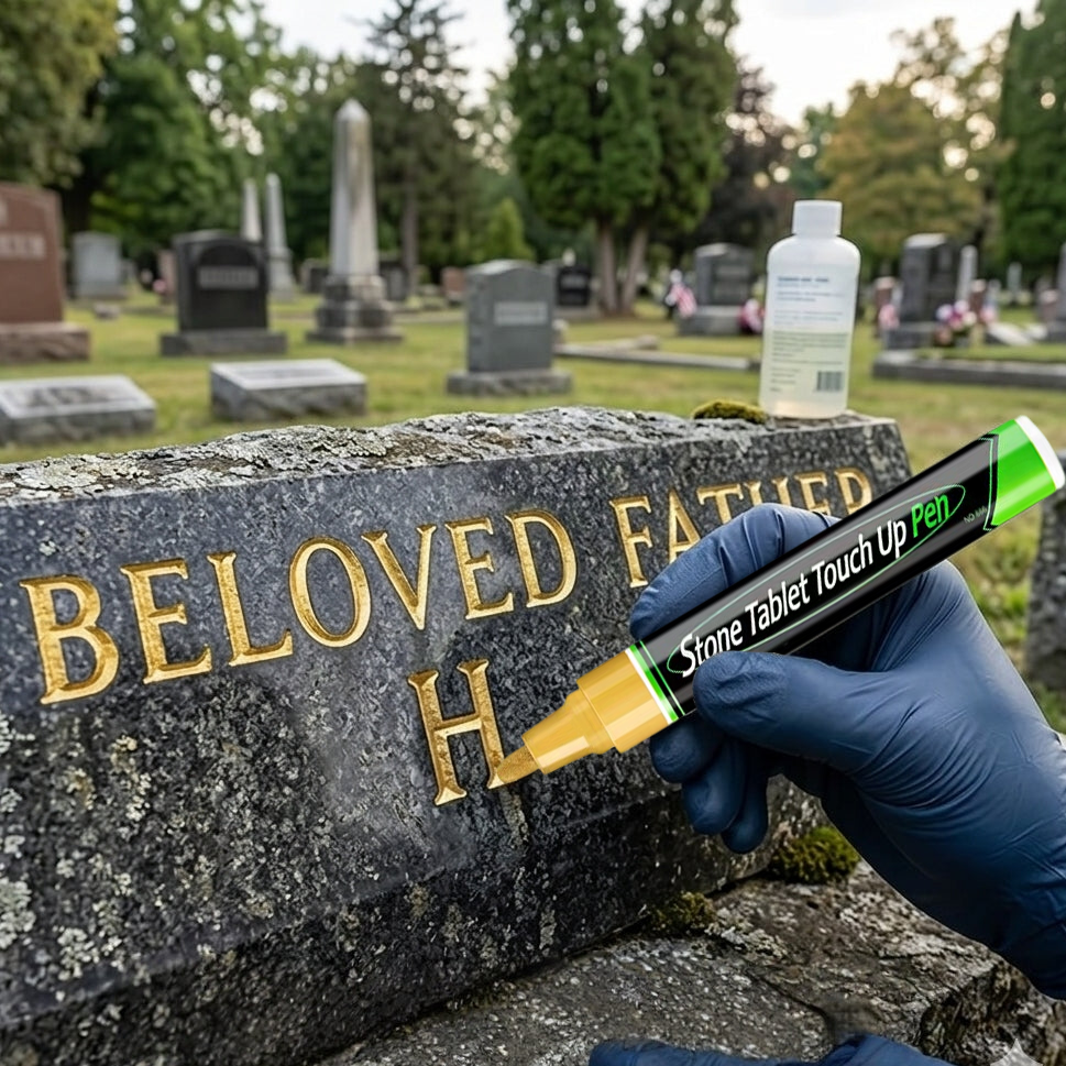 Golden Tombstone Marker Pen for Restoring Faded Grave Inscriptions