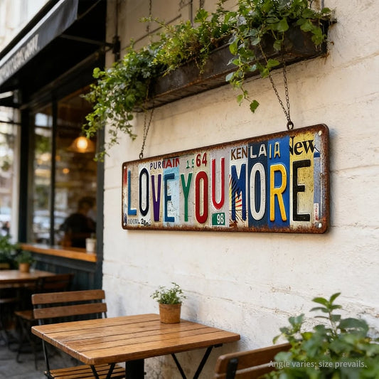Valentine’s Day “Love You More” Vintage Street Sign – Romantic Metal Wall Decor