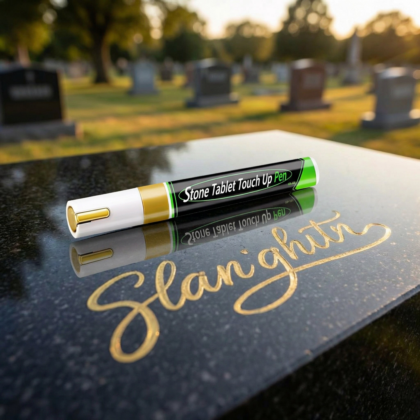 Golden Tombstone Marker Pen for Restoring Faded Grave Inscriptions