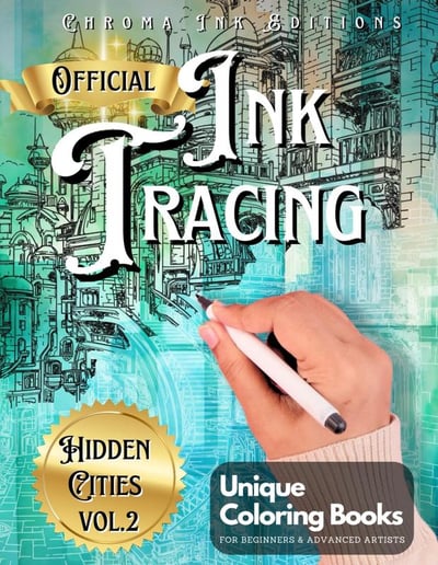 🎨✏️Ink Tracing Coloring Book - For Beginners & Stress Relief(📚Hardcover - No Bleed Pages)