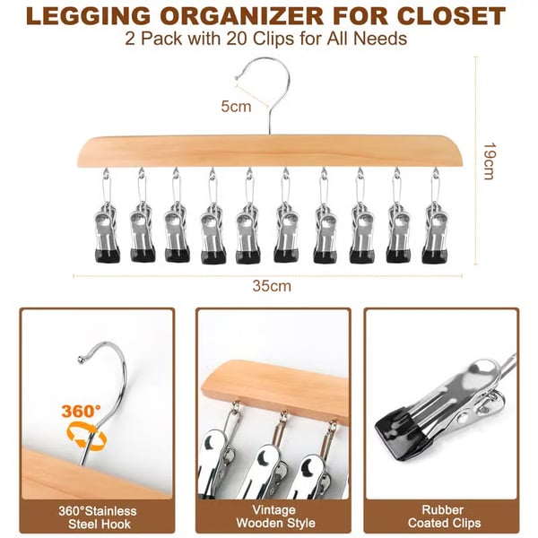 Closet Organizer with 10 Clips - Space Saving Hanging Closet Organizer