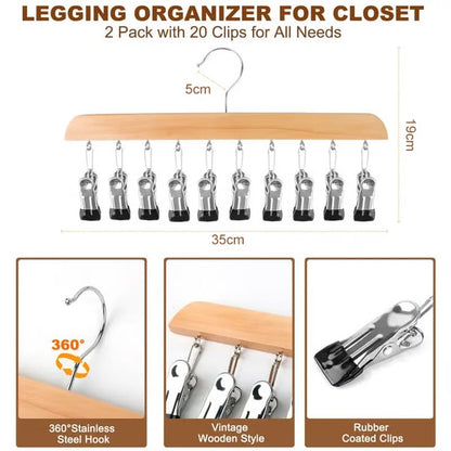 Closet Organizer with 10 Clips - Space Saving Hanging Closet Organizer