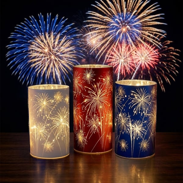 Celebration Firework Lanterns – Premium Patriotic Red, White & Blue Trio