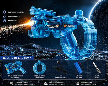 SplashyGun Pro: Immersive Light & Sound Electric Water Blaster – High-Capacity 400ML Tank & Modular Battery – 360° Waterproof Sealed Body for Pool & Beach Fun