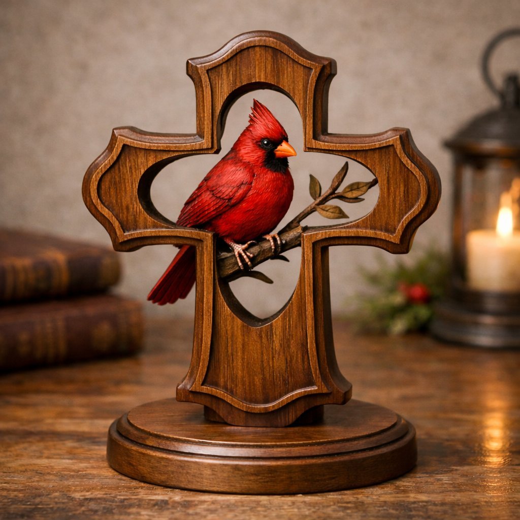 🔥🔥New Year 50% Off--❤️✝️Handcrafted Cardinal Cross Ornament