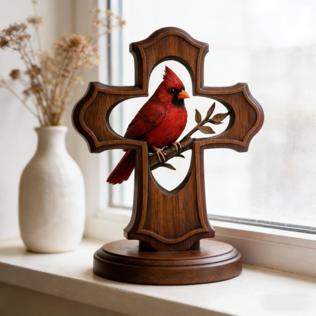 🔥🔥New Year 50% Off--❤️✝️Handcrafted Cardinal Cross Ornament