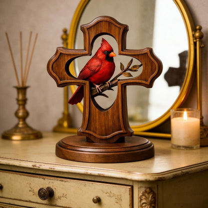 🔥🔥New Year 50% Off--❤️✝️Handcrafted Cardinal Cross Ornament
