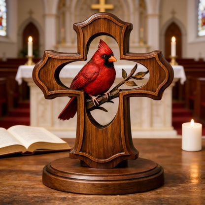 🔥🔥New Year 50% Off--❤️✝️Handcrafted Cardinal Cross Ornament