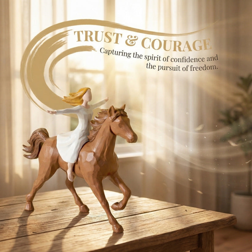 Handmade Resin Girl Riding Horse Figurine