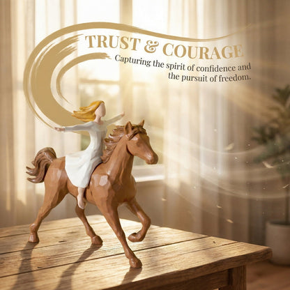 Handmade Resin Girl Riding Horse Figurine