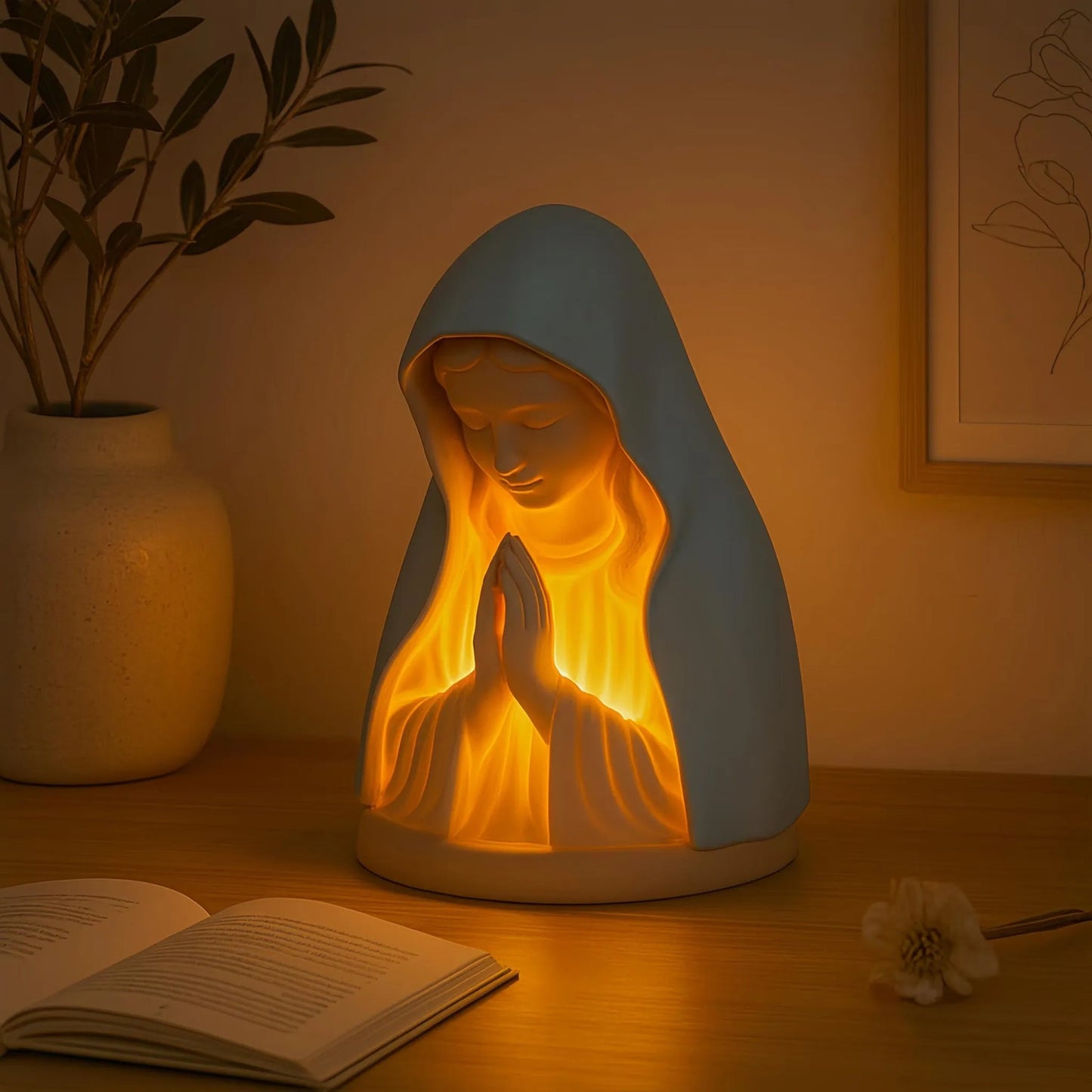 Handmade Resin Virgin Mary Prayer Night Light