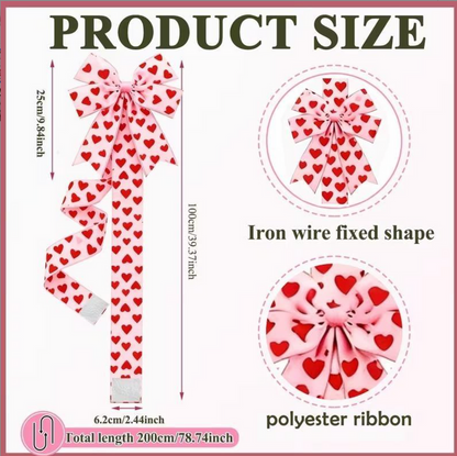 🎀Valentine's Day Pink Heart Large Bow Decoration🎀