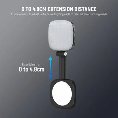 Magnetic selfie light, foldable LED ring fill light with mirror and stand.