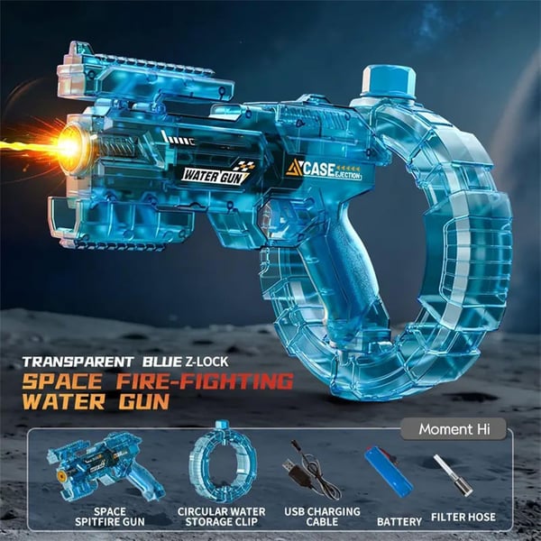 SplashyGun Pro: Immersive Light & Sound Electric Water Blaster – High-Capacity 400ML Tank & Modular Battery – 360° Waterproof Sealed Body for Pool & Beach Fun