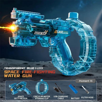 SplashyGun Pro: Immersive Light & Sound Electric Water Blaster – High-Capacity 400ML Tank & Modular Battery – 360° Waterproof Sealed Body for Pool & Beach Fun